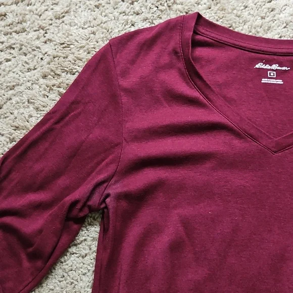 Eddie Bauer Red Fitted Long Sleeve T-Shirt, Size M - Picture 3 of 6